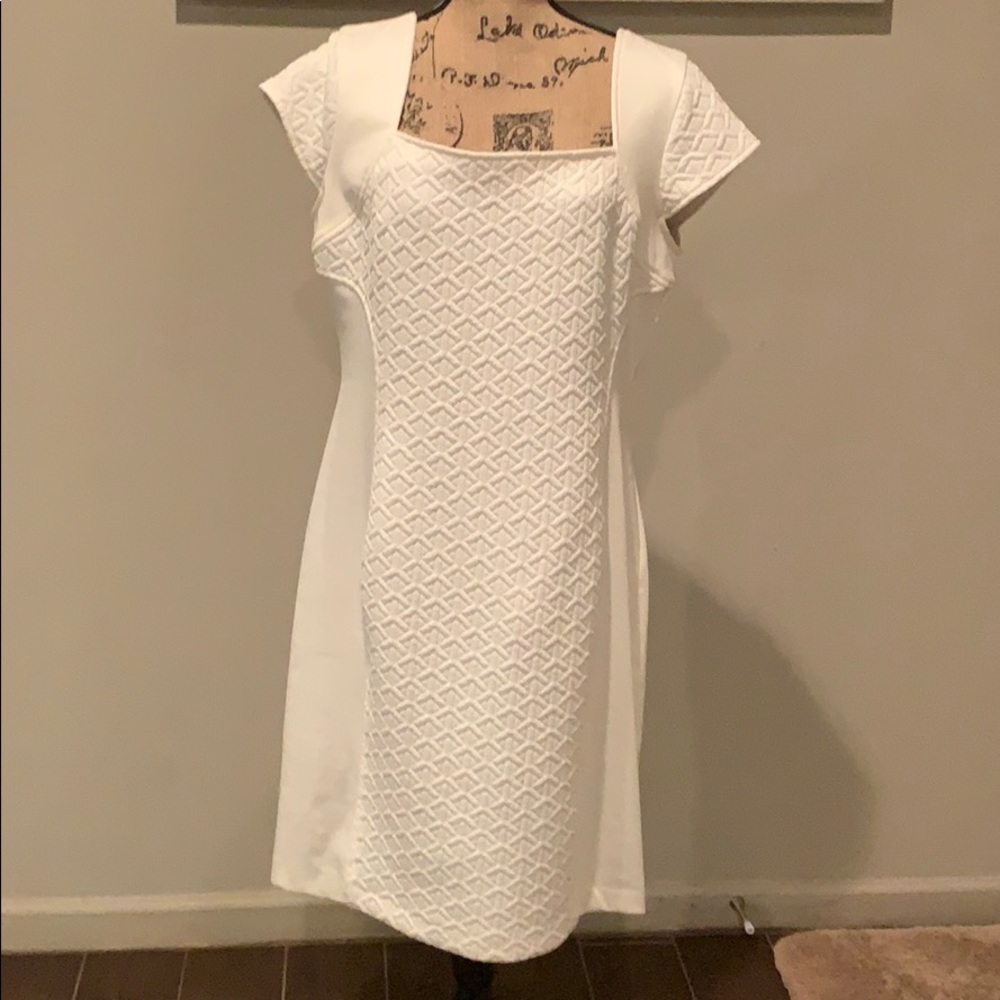 Elegant Brocade Winter White Sz 14 Dress